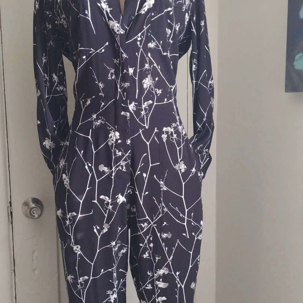 Rag And Bone  Black and White  Floral Jumpsuit 10
